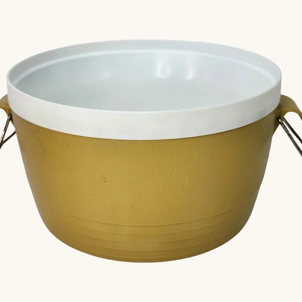 SunFrost Therm-O-Ware Ice Bucket Gold Vintage Barware Hot Cold Insulated Lidded